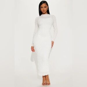 Fashion nova White long sheer gown dress baby shower special occasion maxi dress